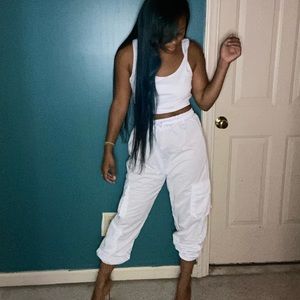 Two piece white jogger set